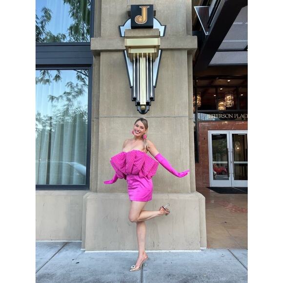 ROTATE Dresses & Skirts - ROTATE Birger Christensen Pink Satin Strapless Side Zipper Mini Dress size US 4